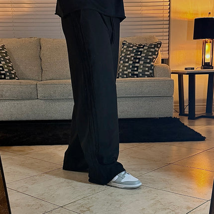Contrast Tape Straight-Leg Sweatpants