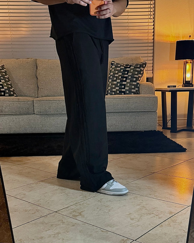 Contrast Tape Straight-Leg Sweatpants